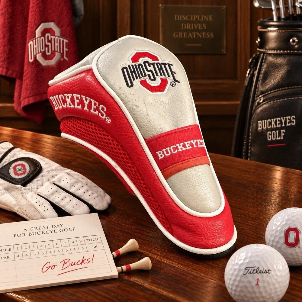 Ohio State Buckeyes Putter Headcover Golf Club Cover Red White NCAA Embroidered